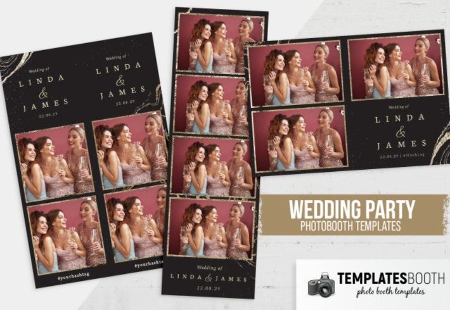 Black Gold Photo Booth Template for Photoshop