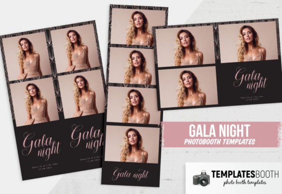 Black Pink Gala Night Photo Booth Template for Photoshop
