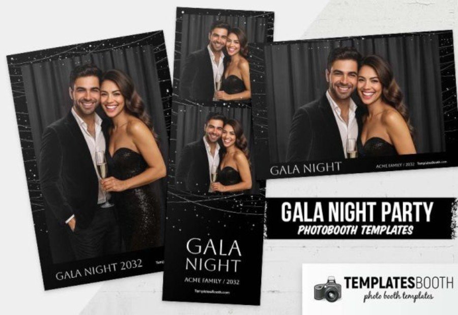 Gala Night Party Photo Booth Template for Photoshop