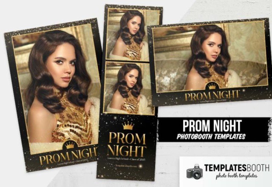 Glitter Gold Prom Night Photo Booth Template for Photoshop