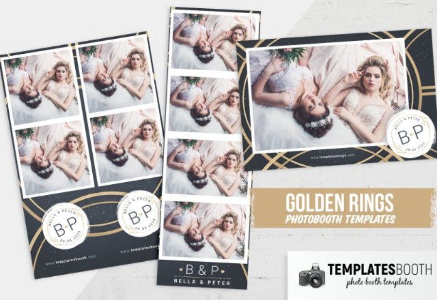 Golden Rings Photo Booth Template for Photoshop
