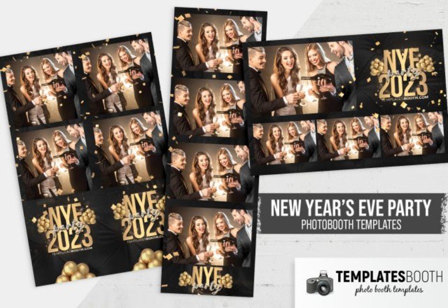 New Years Eve Photo Booth Template for Photoshop