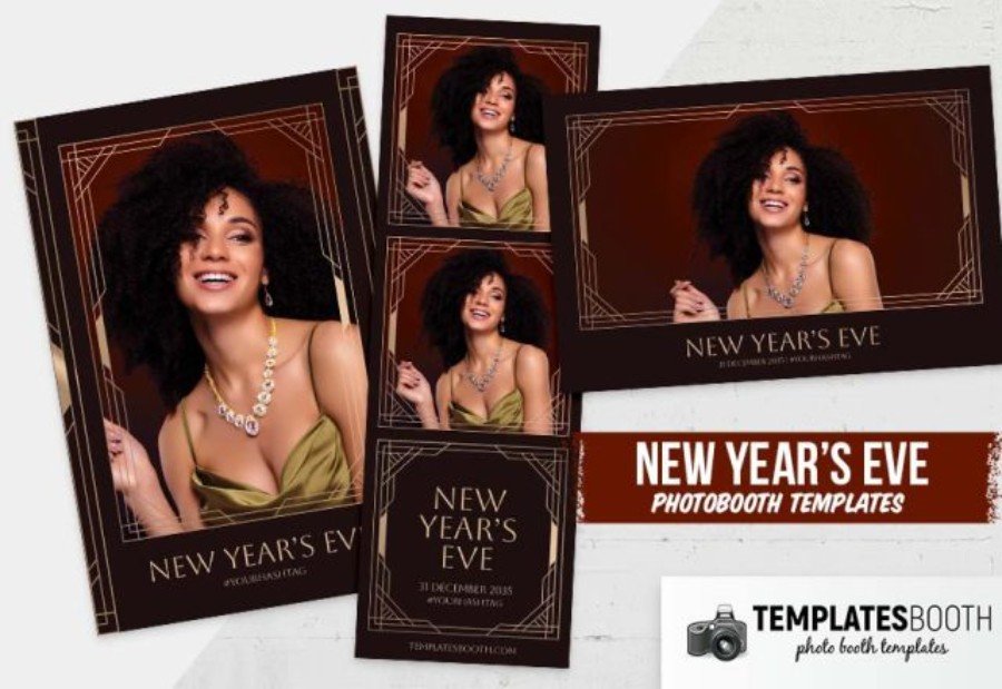 NYE Art Deco Photo Booth Template for Photoshop