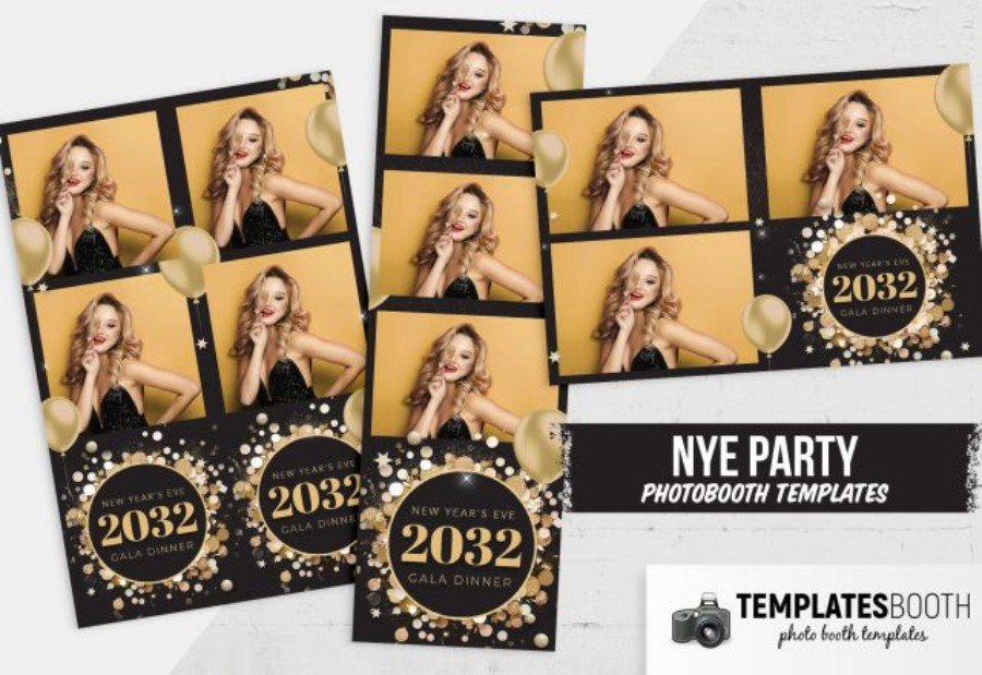 NYE Party Photo Booth Template for Photoshop