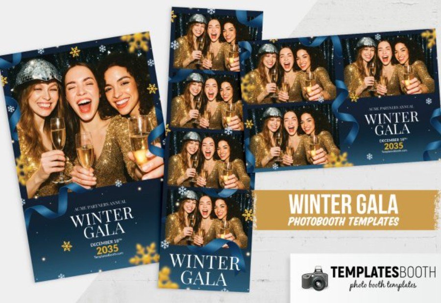 Winter Gala Photo Booth Template for Photoshop